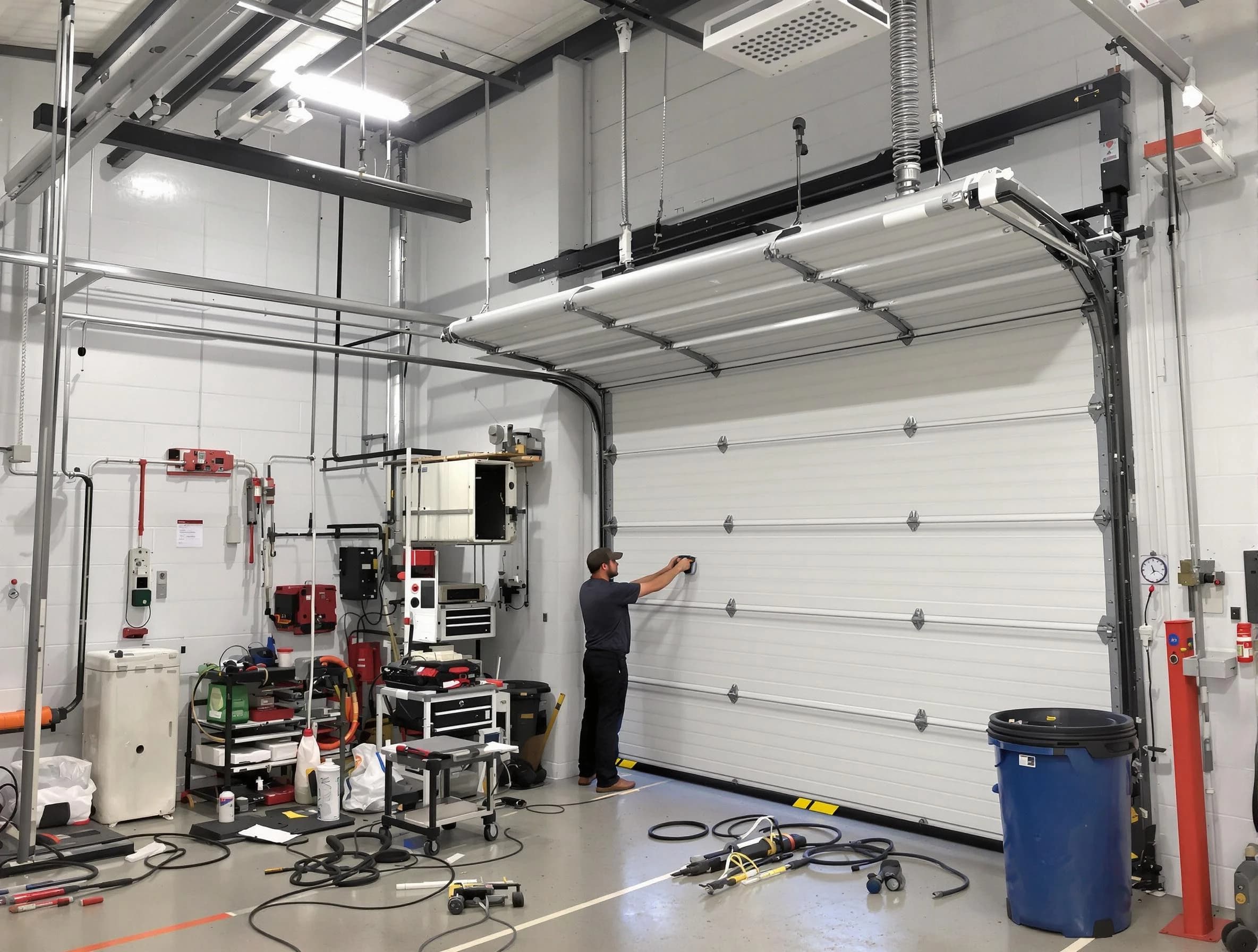 Spotsylvania Courthouse Garage Door Repair certified technician performing commercial door repair at a Spotsylvania Courthouse business facility